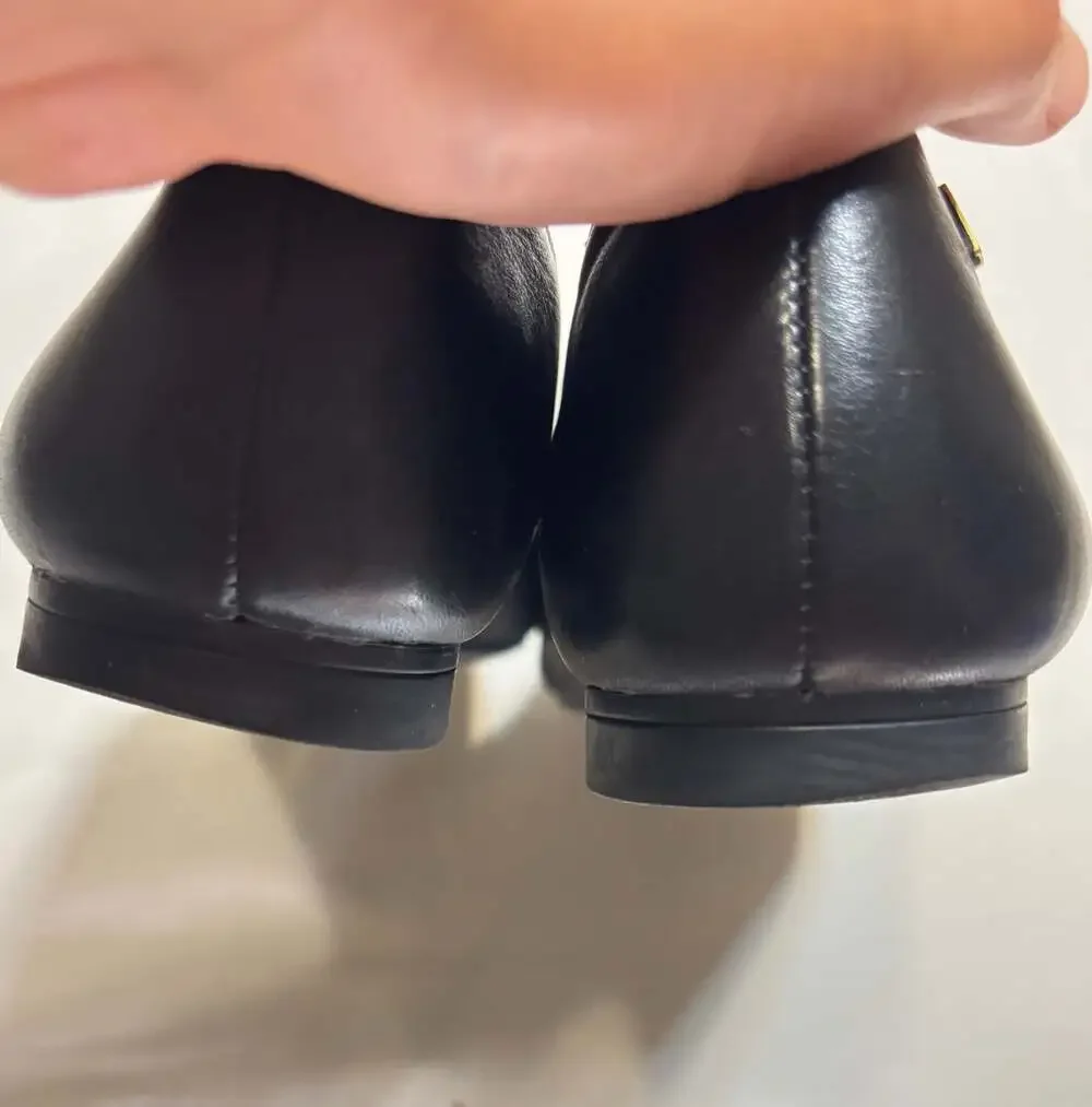 Vionic Black Leather Gem Delilah Pointed Toe Mary Jane Flats Size 6.5